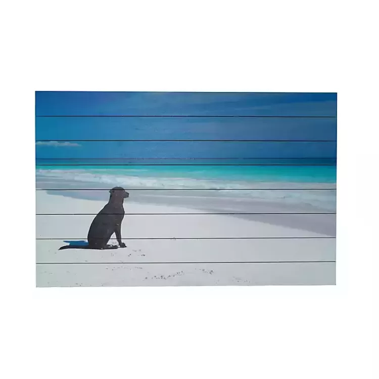 Dog on Beach Slatted Wood Art Print>Kirklands Home Best Sale