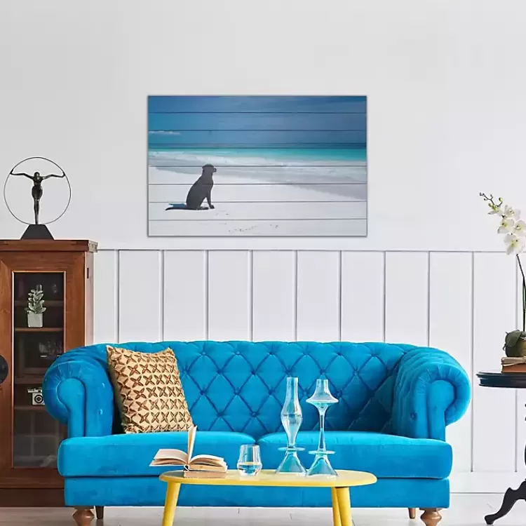 Dog on Beach Slatted Wood Art Print>Kirklands Home Best Sale