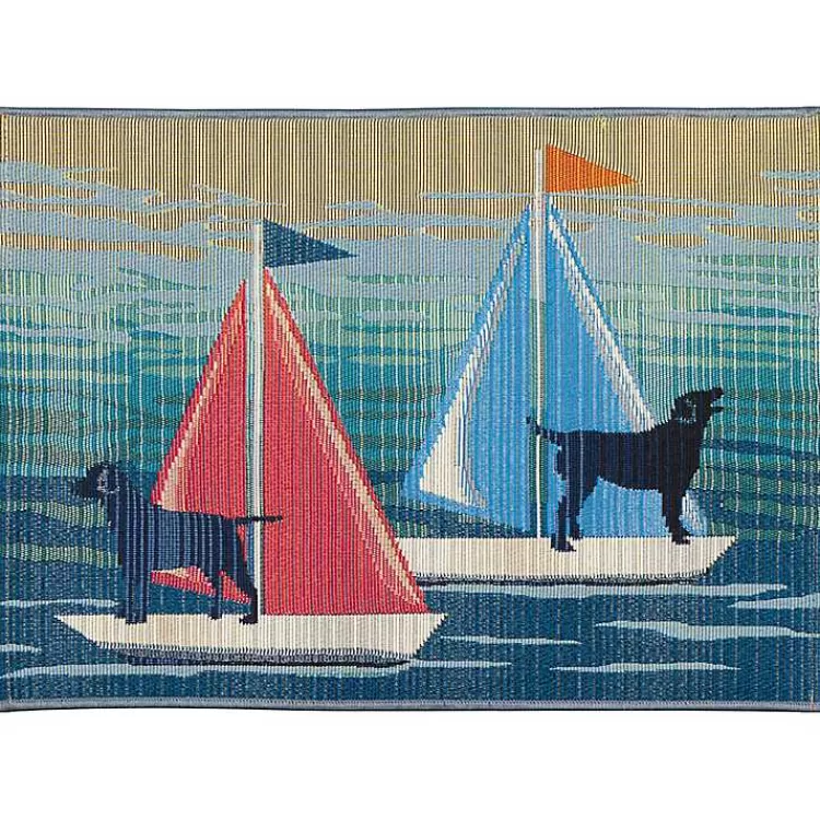 Dogs on Sailboats Indoor/Outdoor Rug, 3x4>Kirklands Home Online