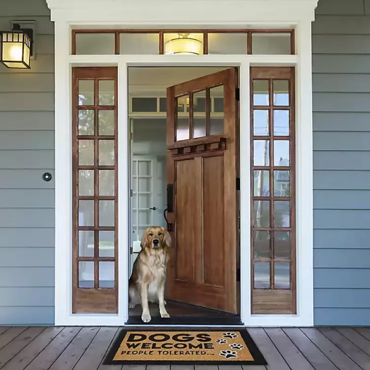dogs_welcome_people_tolerated_coir_doormat_3.webp Dogs Welcome People Tolerated Coir Doormat>Kirklands Home Best Sale