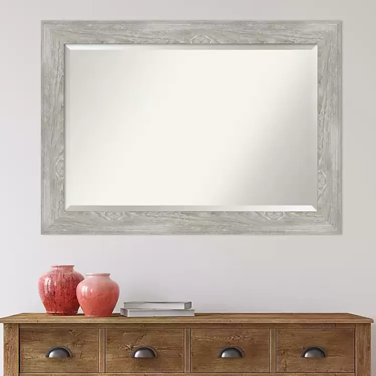 Dove Gray Scoop Frame Beveled Mirror, 42x30 in.>Kirklands Home Sale