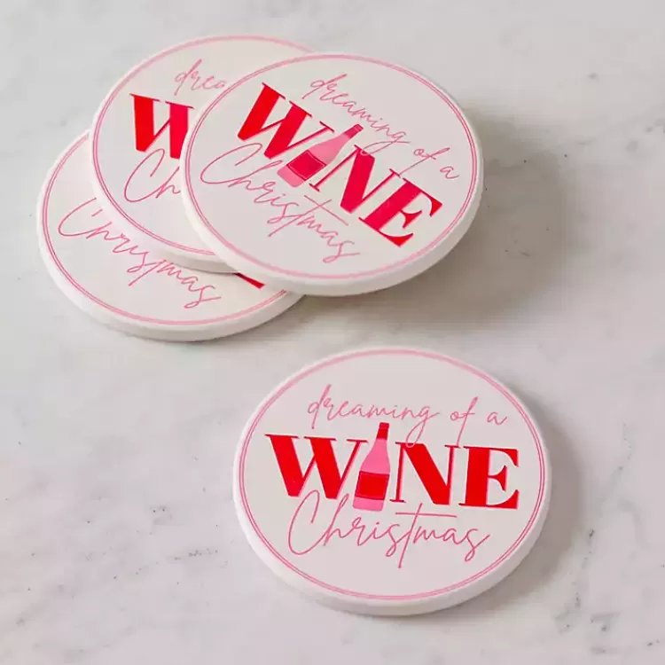 Dreaming of a Wine Christmas Coasters, Set of 4>Kirklands Home Best