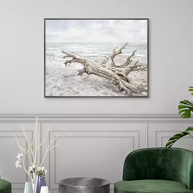 Driftwood On The Beach Framed Canvas Art Print>Kirklands Home Cheap
