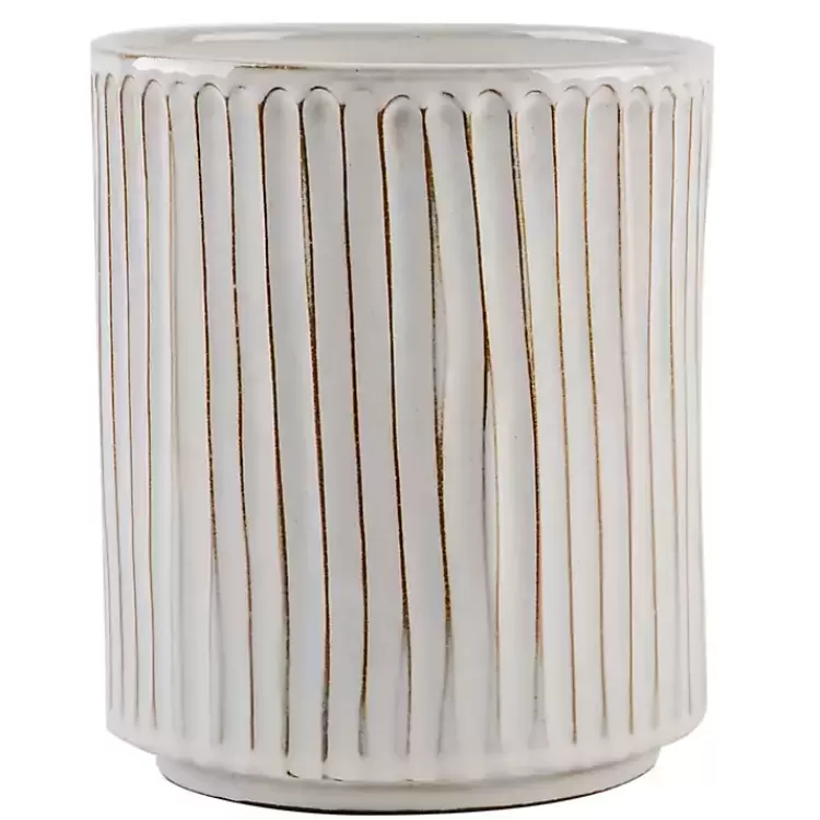 Earthy Embossed Lines Utensil Crock>Kirklands Home Online