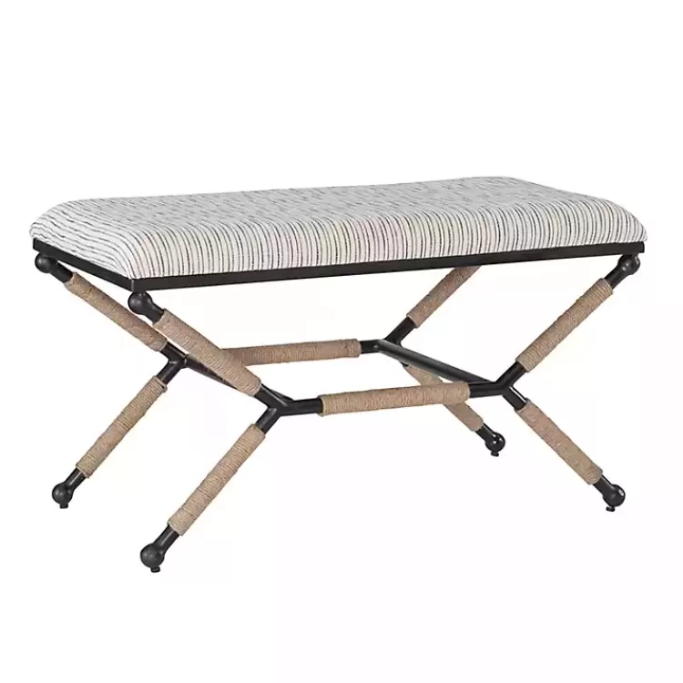 Eclectic Black and White Striped X Frame Bench>Kirklands Home Shop