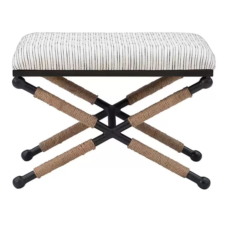 Eclectic Black and White Striped X Frame Bench>Kirklands Home Discount