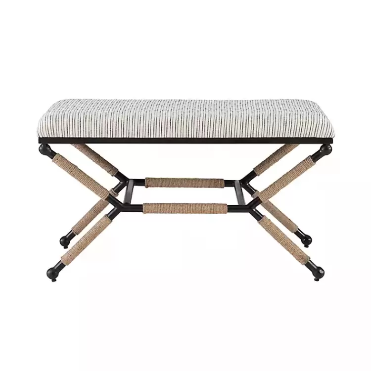 Eclectic Black and White Striped X Frame Bench>Kirklands Home Shop