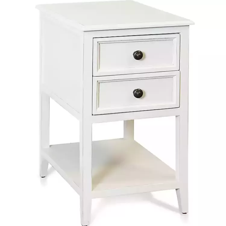 Eggshell Slim Side Table with Shelf>Kirklands Home Sale