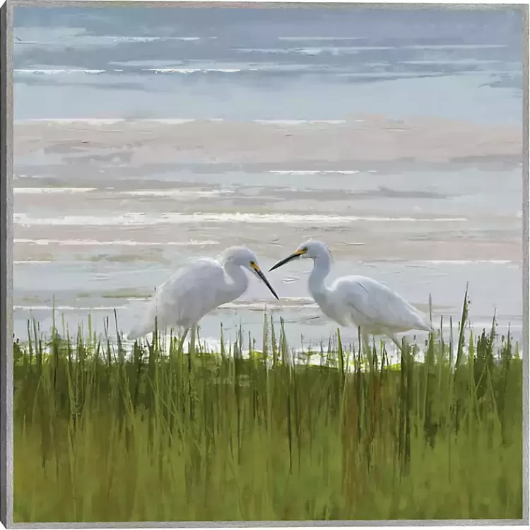 Egret Meeting Framed Canvas Art Print>Kirklands Home Sale