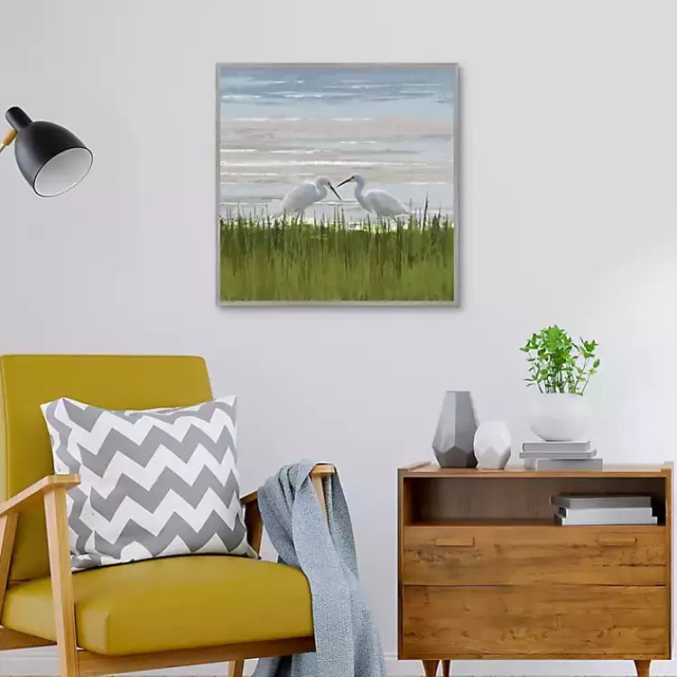Egret Meeting Framed Canvas Art Print>Kirklands Home Sale