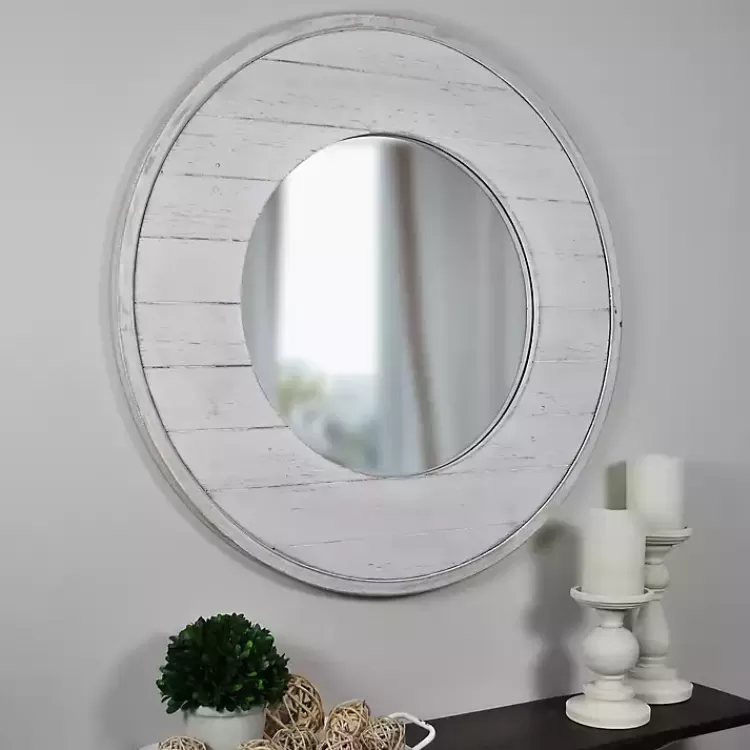 Ellison Shiplap Round Wood Wall Mirror>Kirklands Home Shop