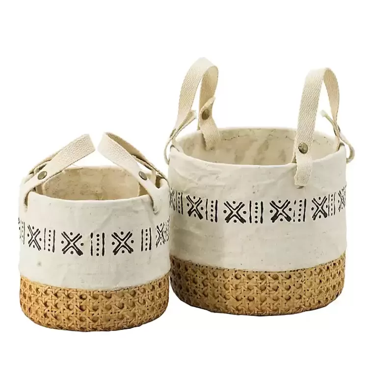 Embossed Cement Baskets with Straps, Set of 2>Kirklands Home Cheap