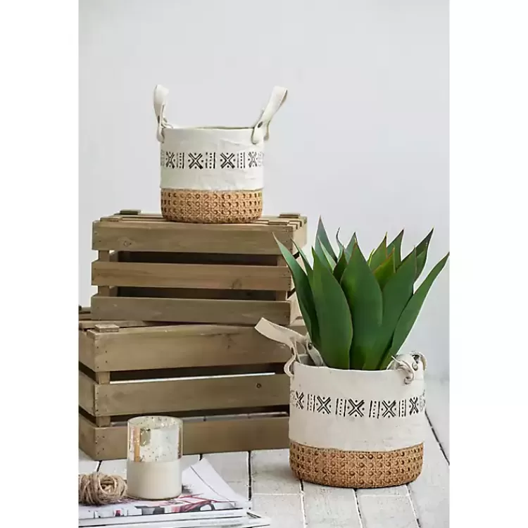 embossed_cement_baskets_with_straps_set_of__3.webp Embossed Cement Baskets with Straps, Set of 2>Kirklands Home Cheap