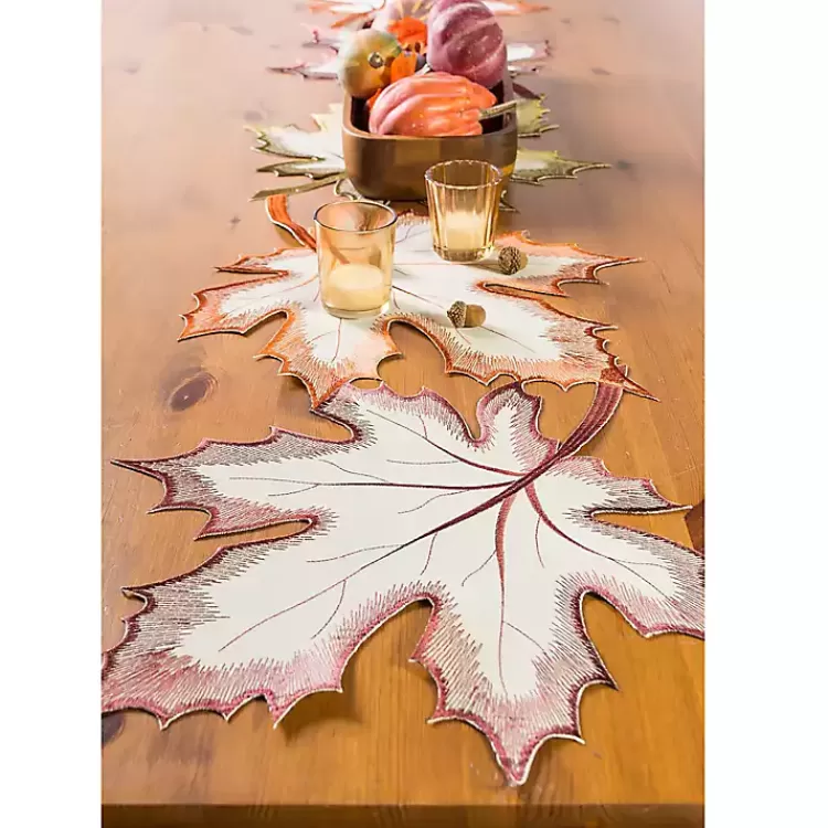 Embroidered Maple Leaves Table Runner>Kirklands Home Sale