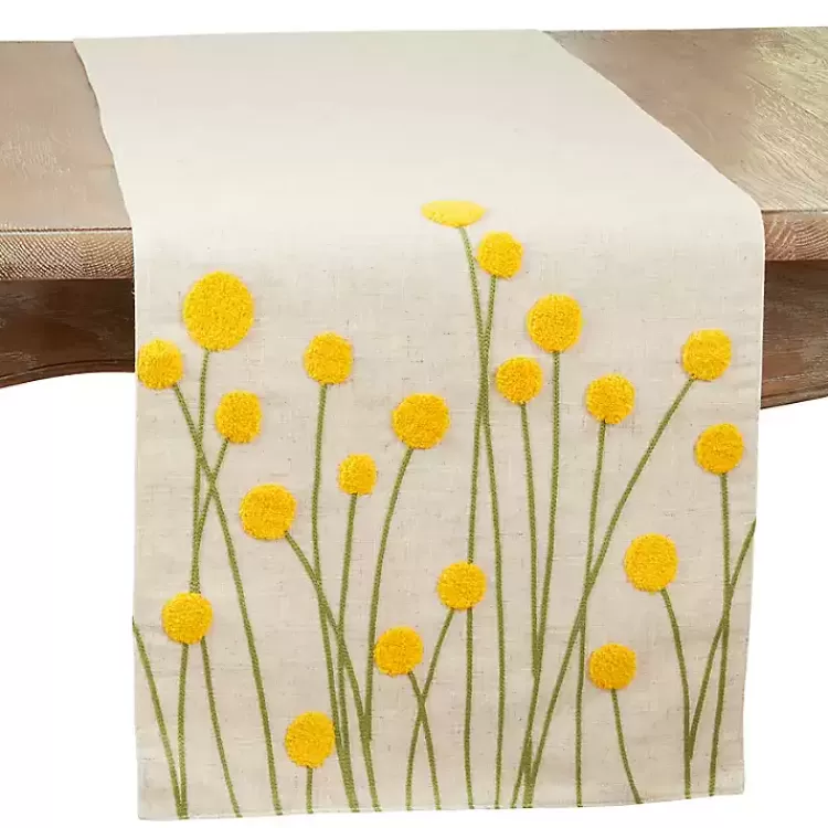 Embroidered Yellow Wildflower Table Runner>Kirklands Home Flash Sale