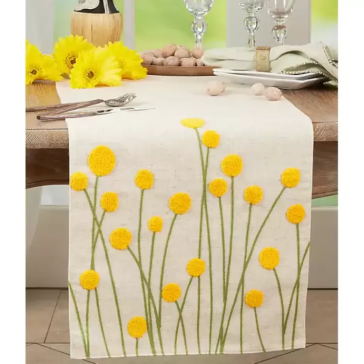 Embroidered Yellow Wildflower Table Runner>Kirklands Home Flash Sale