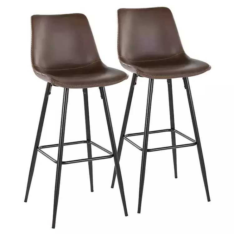 Espresso Faux Leather Metal Bar Stools, Set of 2>Kirklands Home Discount