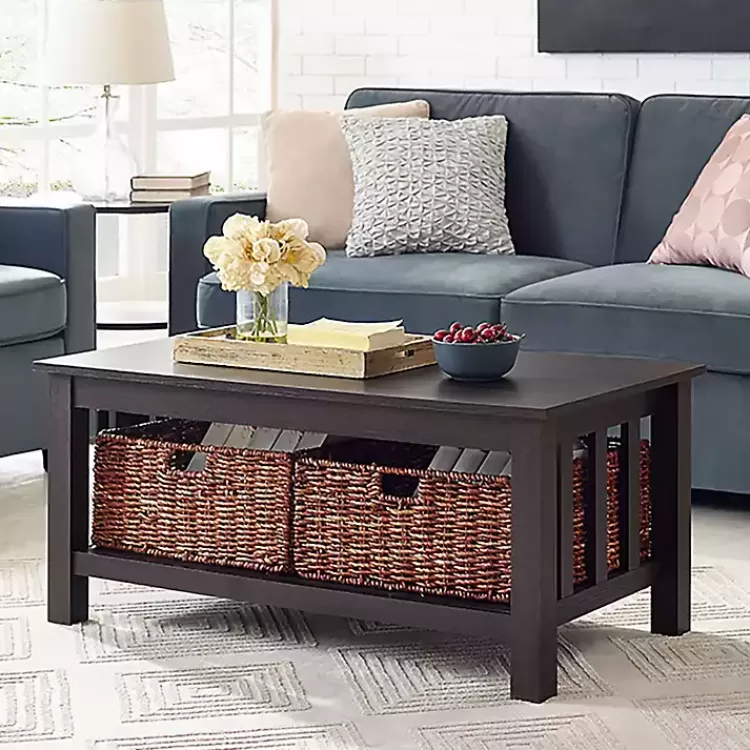 Espresso Traditional Wooden Basket Coffee Table>Kirklands Home Best Sale