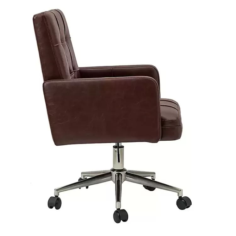 espresso_tufted_faux_leather_swivel_office_chair_2.webp Espresso Tufted Faux Leather Swivel Office Chair>Kirklands Home Best