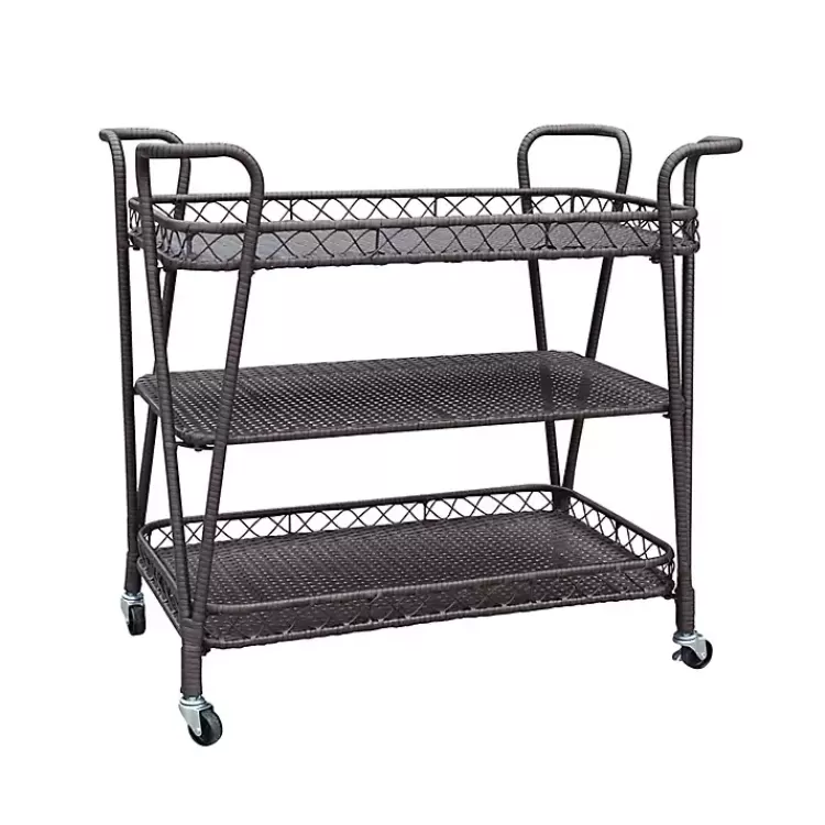 Espresso Wicker Resin Serving Cart>Kirklands Home Hot