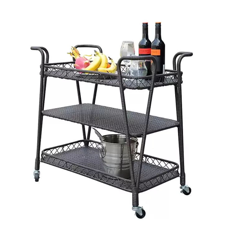 Espresso Wicker Resin Serving Cart>Kirklands Home Hot
