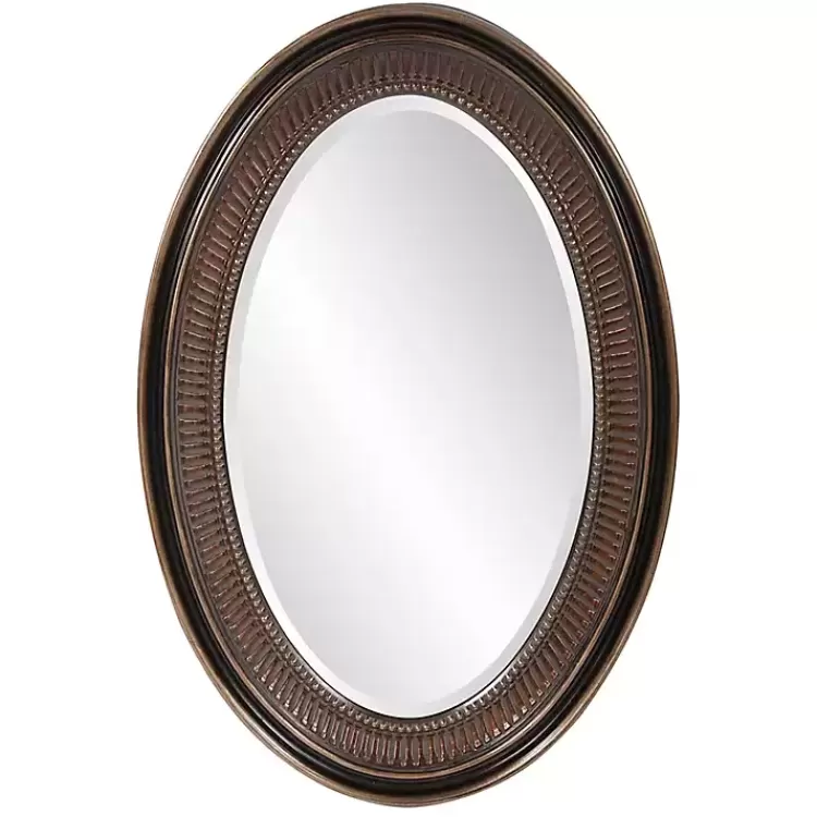 Ethan Bronze Ribbed Oval Wall Mirror>Kirklands Home Online