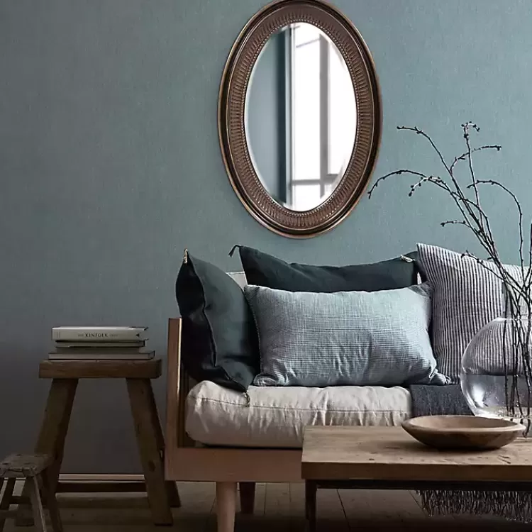 Ethan Bronze Ribbed Oval Wall Mirror>Kirklands Home Online