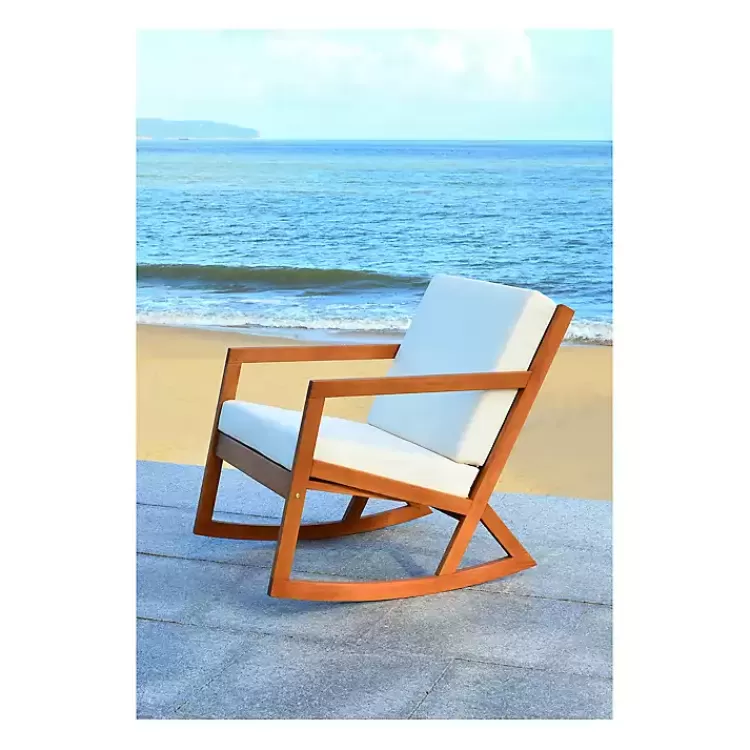 Eucalyptus Wood with Beige Cushion Rocking Chair>Kirklands Home Cheap