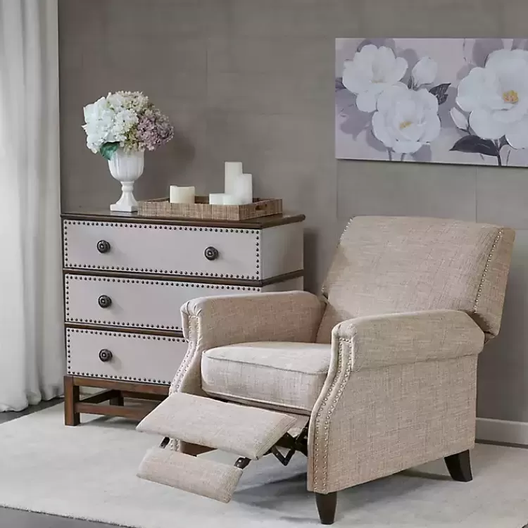 Evanston Push-Back Sand Recliner>Kirklands Home Sale