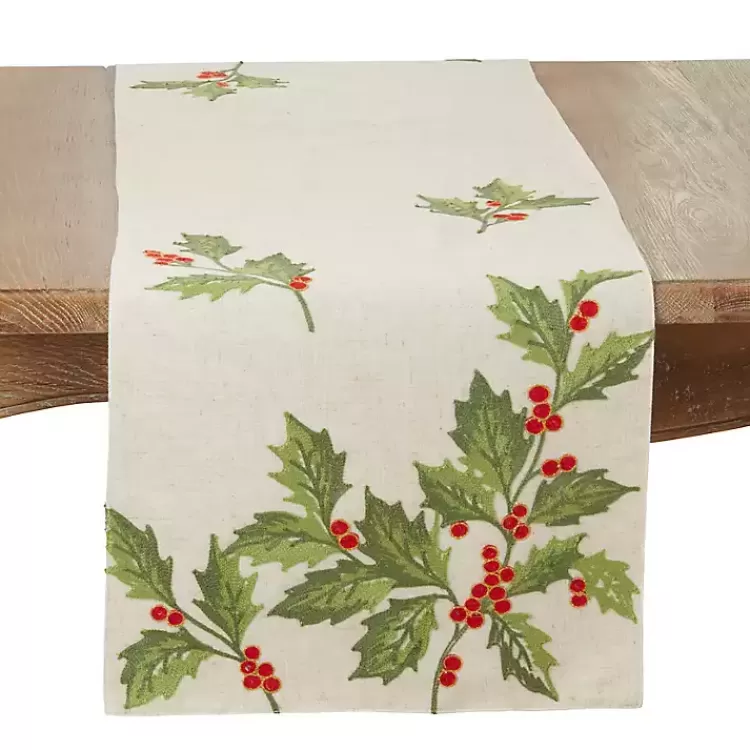 Evergreen Holly Leaves Cotton Runner>Kirklands Home Flash Sale