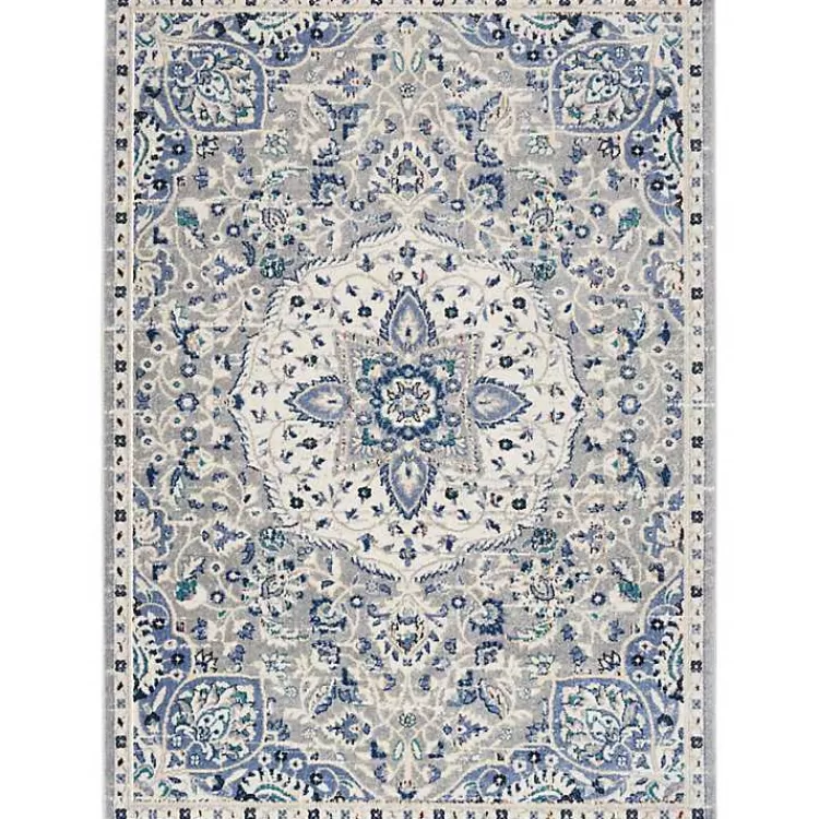 Faded Gray & Blue Floral Medallion Area Rug, 5x7>Kirklands Home Outlet
