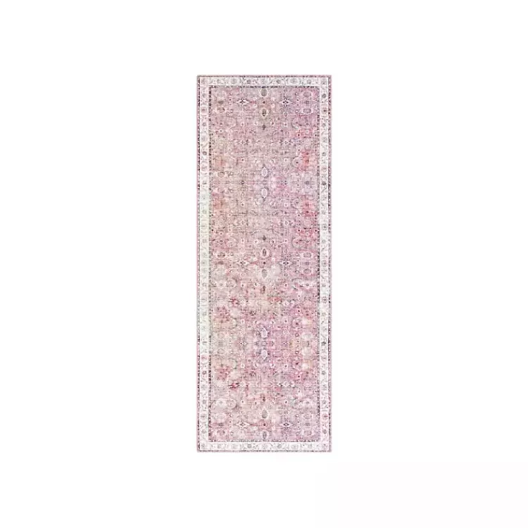 Faded Rouge Bordered Flatweave Runner, 2x7>Kirklands Home Fashion