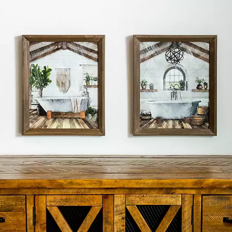 Farmhouse Bathroom Framed Art Prints, Set of 2>Kirklands Home Flash Sale