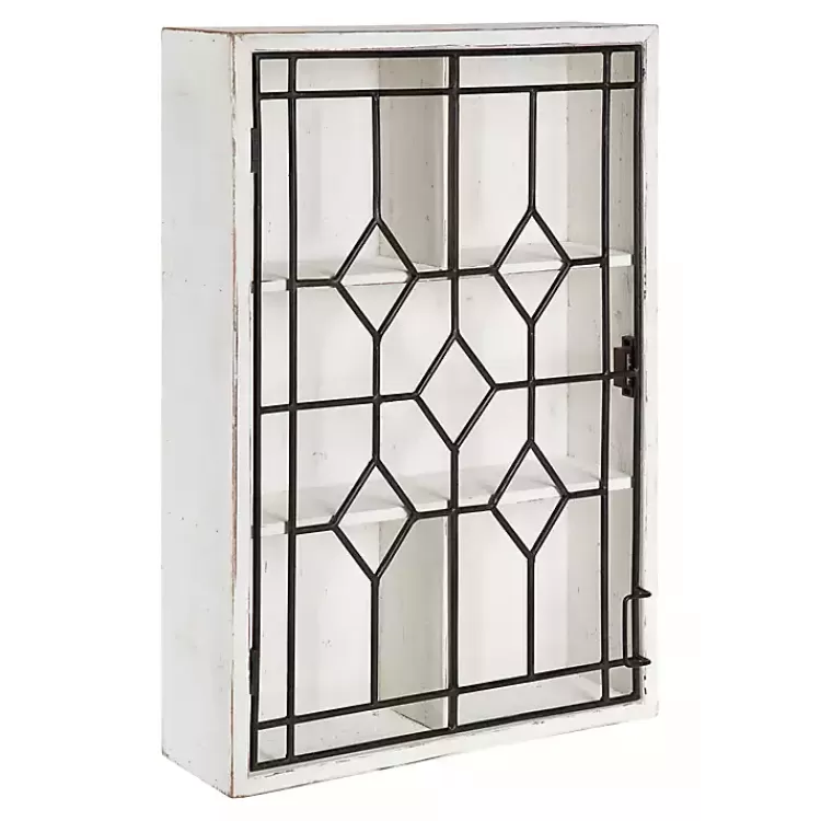 Farmhouse Chic White Wood & Iron Wall Cabinet>Kirklands Home Cheap