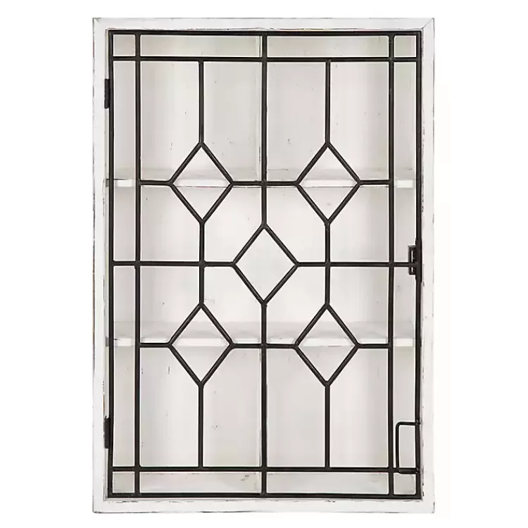 Farmhouse Chic White Wood & Iron Wall Cabinet>Kirklands Home Cheap