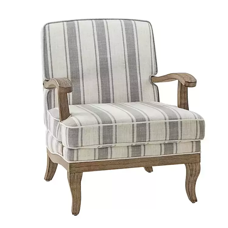 Farmhouse Gray & Ivory Striped Armchair>Kirklands Home Store