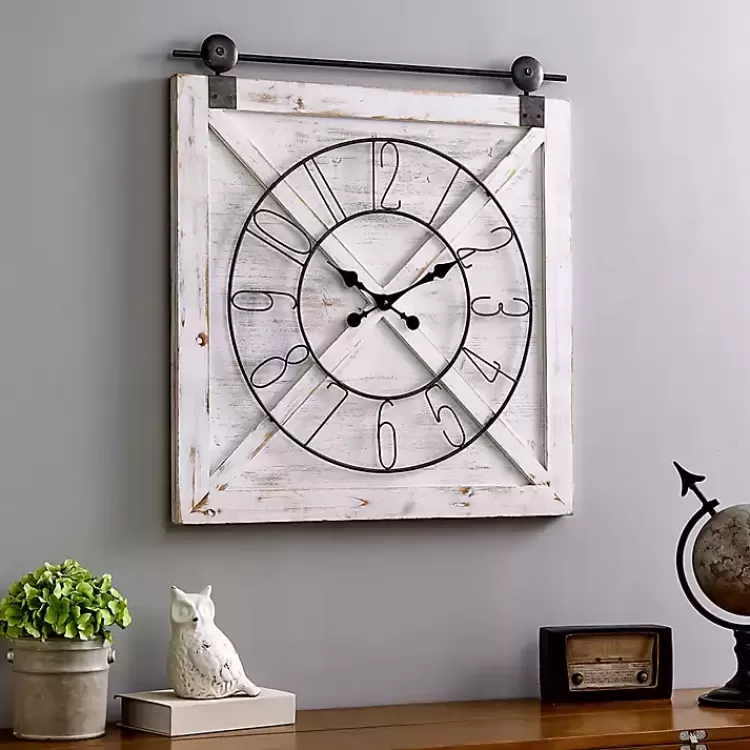 Farmstead Wooden Barn Door Clock>Kirklands Home Sale