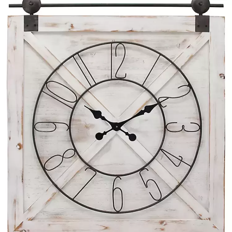 Farmstead Wooden Barn Door Clock>Kirklands Home Sale