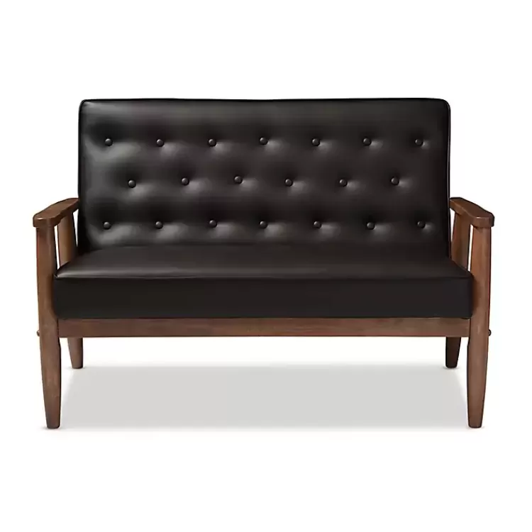 Faux Leather and Rubberwood Loveseat, 49 in.>Kirklands Home Clearance
