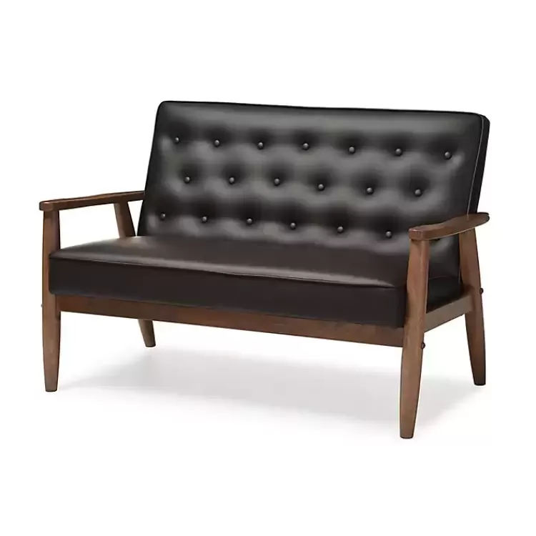 Faux Leather and Rubberwood Loveseat, 49 in.>Kirklands Home Clearance