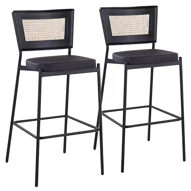 Faux Leather and Rattan Bar Stools, Set of 2>Kirklands Home Discount