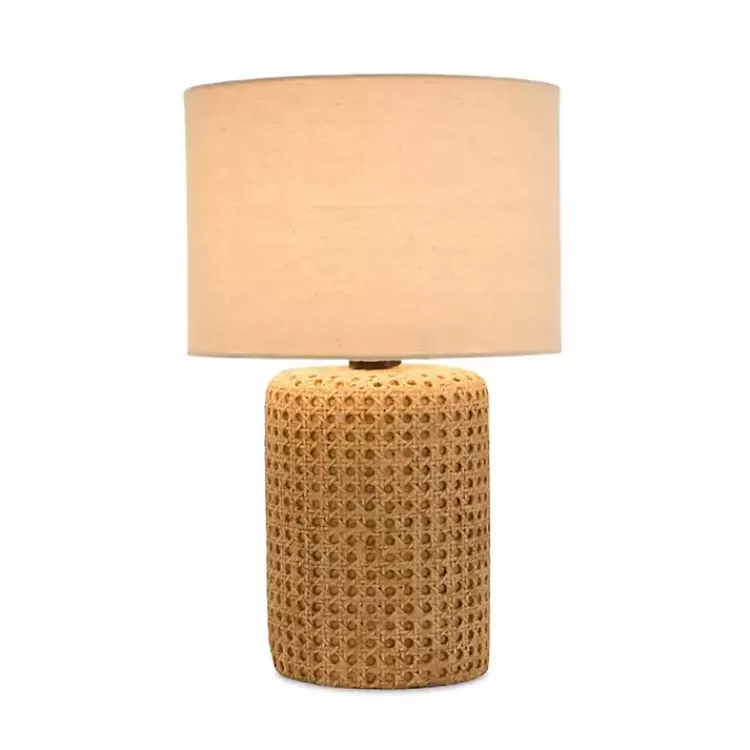 Faux Woven Wood and Linen Table Lamp>Kirklands Home Online