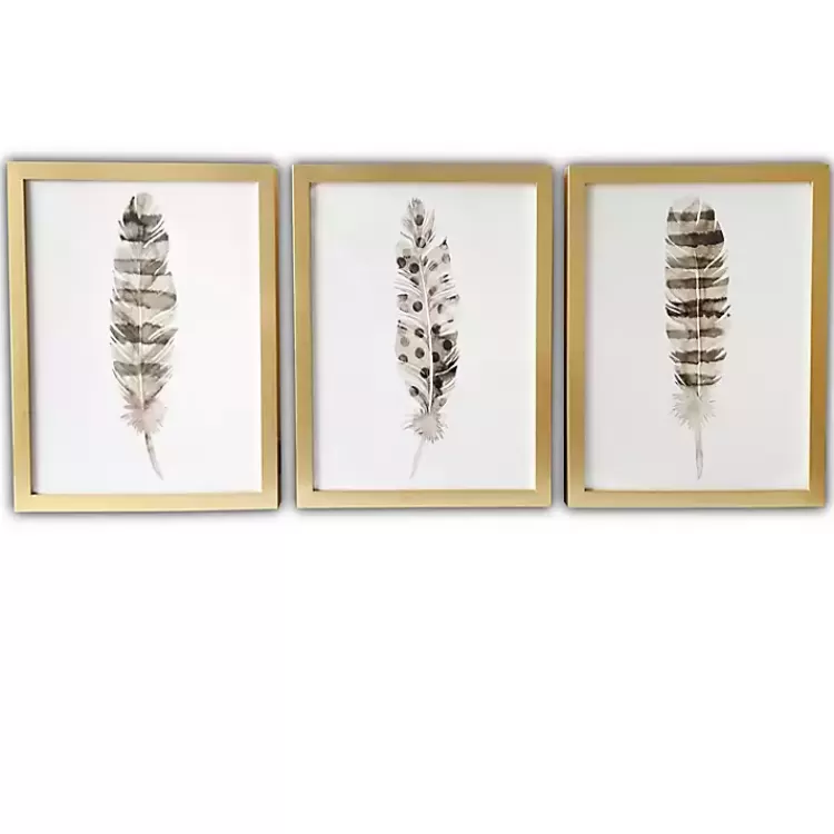 Feathers Framed Art Prints, Set of 3>Kirklands Home Best Sale