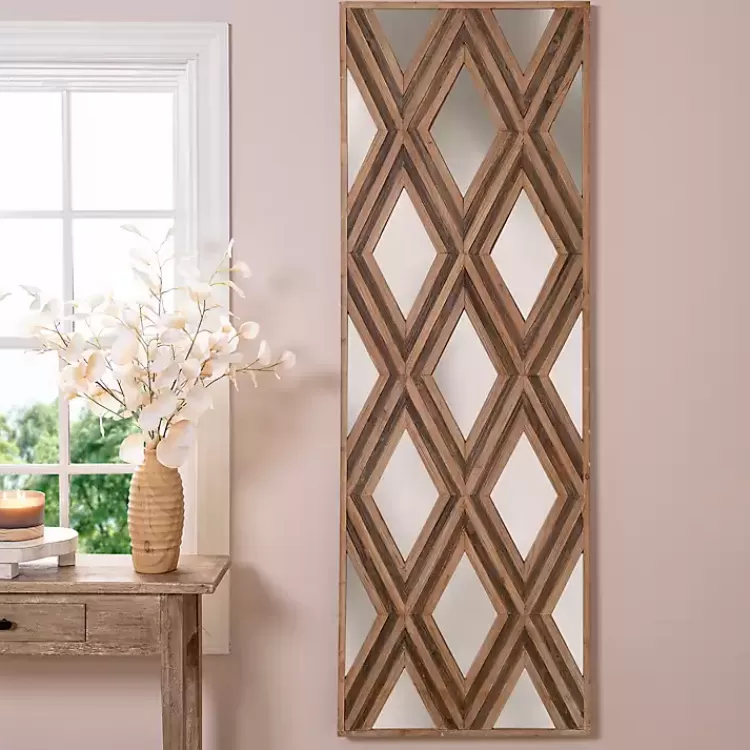 Fir Wood Diamond Mirrored Wall Plaque>Kirklands Home Sale