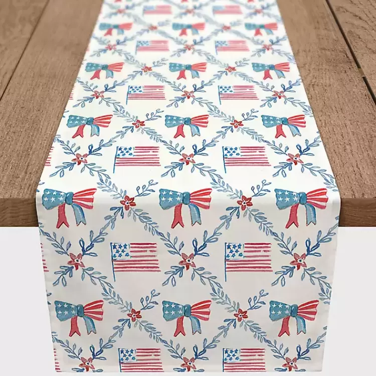 Flags and Bows 4th of July Table Runner, 90 in.>Kirklands Home Outlet