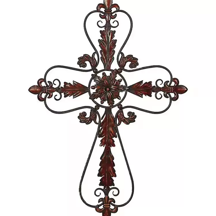 Fleur De Lis Metal Cross Wall Plaque>Kirklands Home New