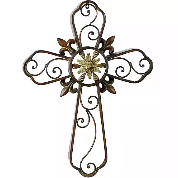Fleur De Lis Traditional Metal Cross Wall Plaque>Kirklands Home Best
