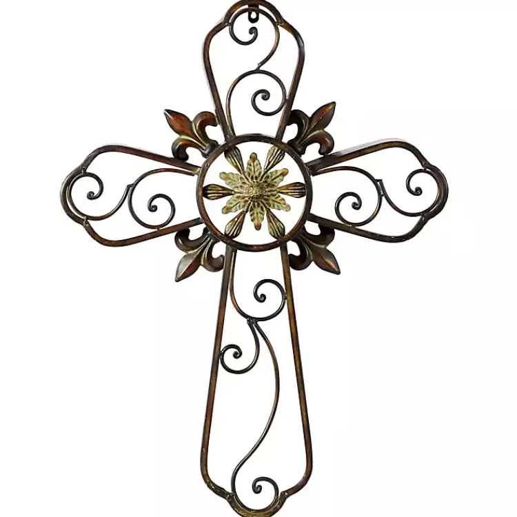 Fleur De Lis Traditional Metal Cross Wall Plaque>Kirklands Home Best