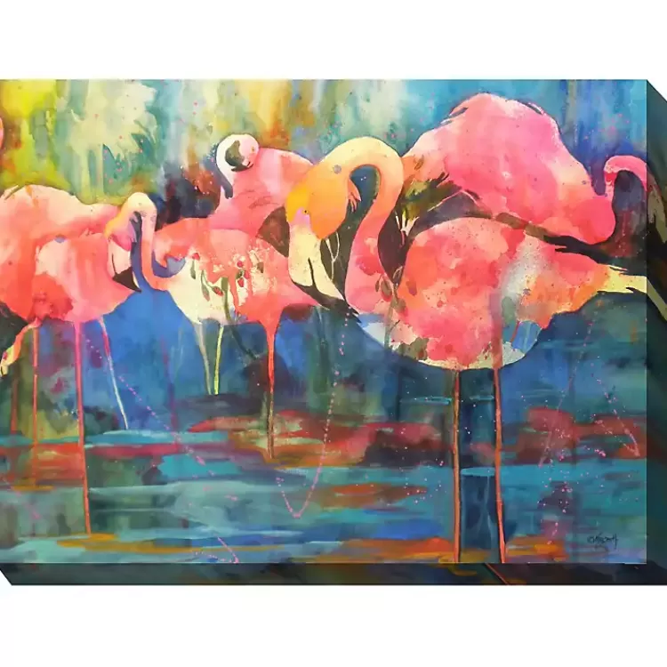 Flirty Flamingos Outdoor Canvas Art Print>Kirklands Home Hot