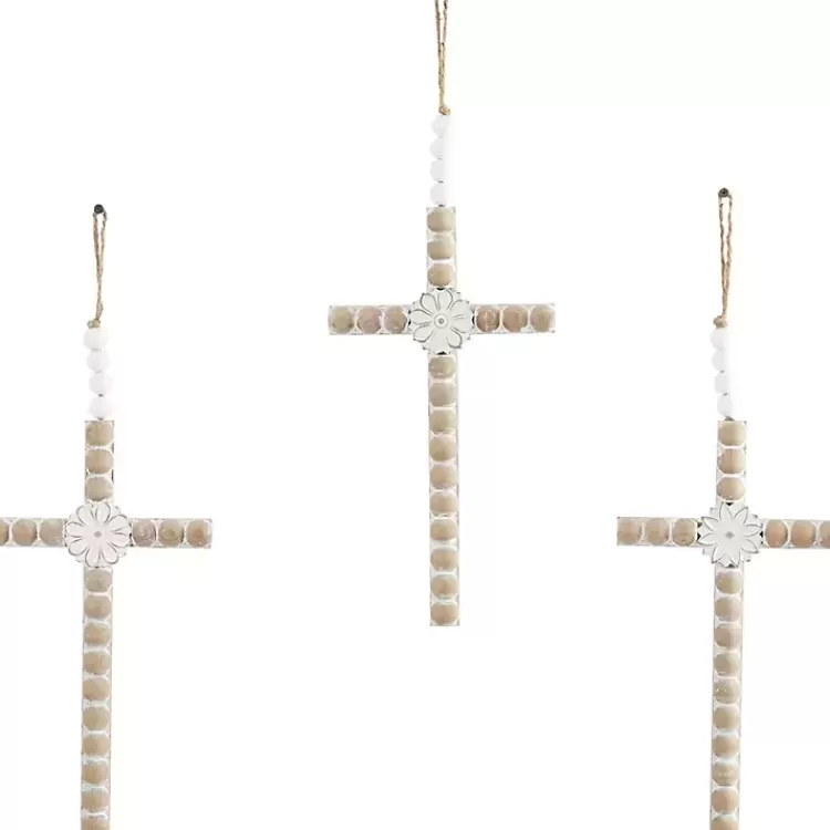 Floral Beaded Wood Cross Wall Plaques, Set of 3>Kirklands Home Shop